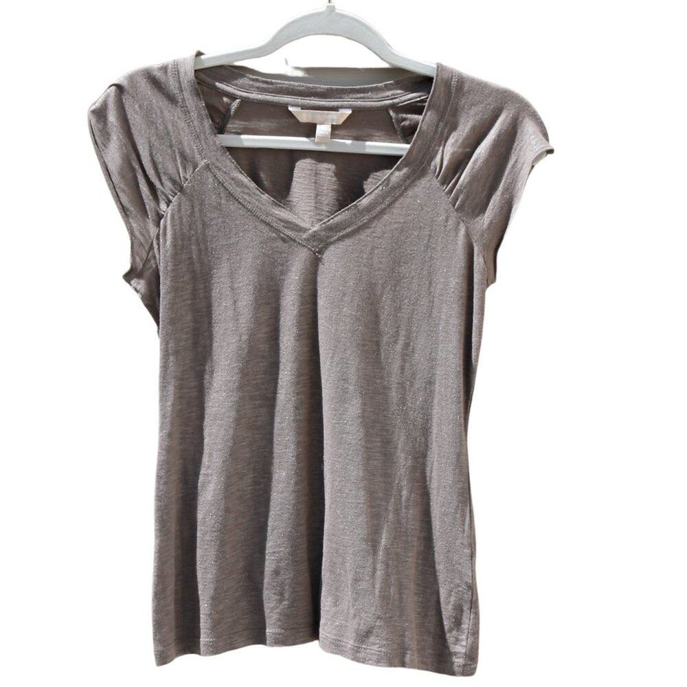 Banana Republic Women's Fitted T Shirt Metallic Sparkle Bronze Size XS